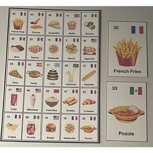 COMIDA MUNDIAL FOOD LOTERIA 50 Cards 5X5 with Deck